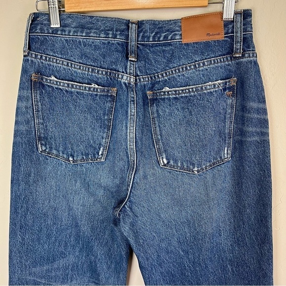 Madewell Classic Straight Jeans in Jade Wash: Knee-Rip Edition Size 27 - Picture 6 of 12
